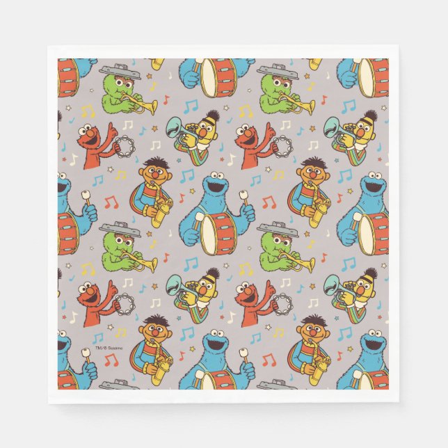 Sesame Street Band Grau-Muster Serviette (Vorderseite)