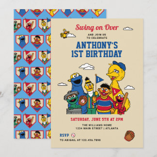 Sesame Street Baseball Birthday Einladung