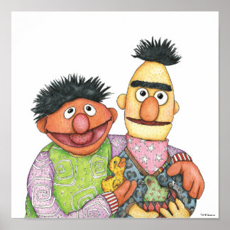 Sesame Street Bert und Ernie Watercolor Poster