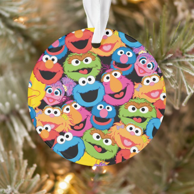 Sesame Street Character Faces Pattern Ornament (Baum)