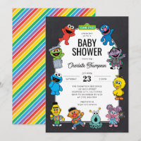 Sesame Street Characters Chalkboard Baby Shower