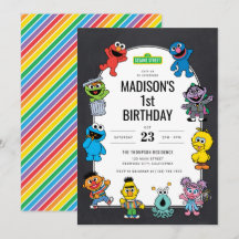 Sesame Street Characters Chalkboard Birthday