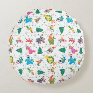 Sesame Street Christmas Tree Pattern Rundes Kissen