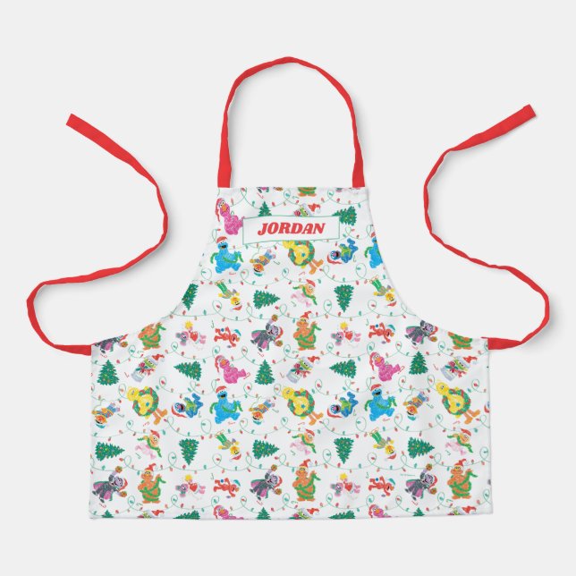 Sesame Street Christmas Tree Pattern Schürze (Vorderseite)
