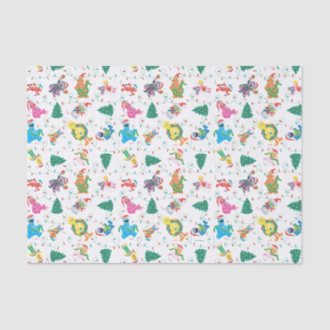 Sesame Street Christmas Tree Pattern Seidenpapier (Vorderseite)