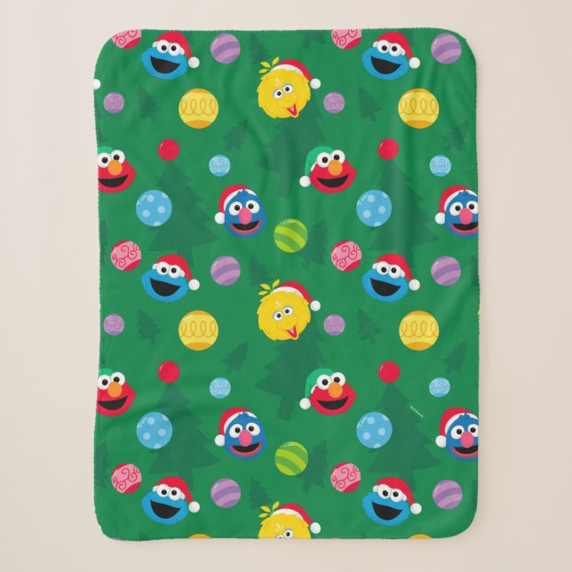 Sesame Street Christmas Tree Pattern Sherpadecke (Vorderseite)