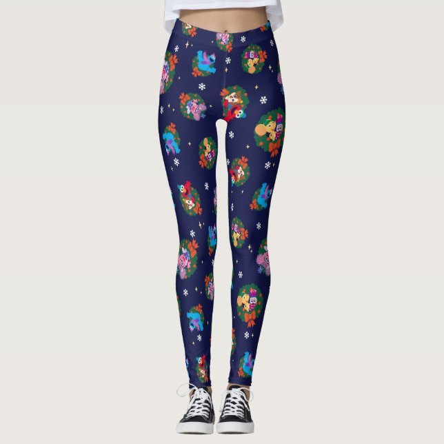 Sesame Street Christmas Wreath Pattern Leggings (Vorderseite)