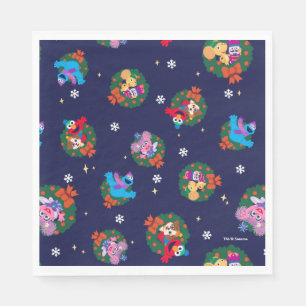 Sesame Street Christmas Wreath Pattern Serviette
