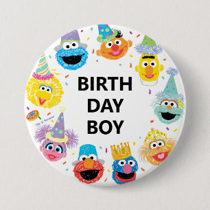 Sesame Street Confetti Birthday Boy Button
