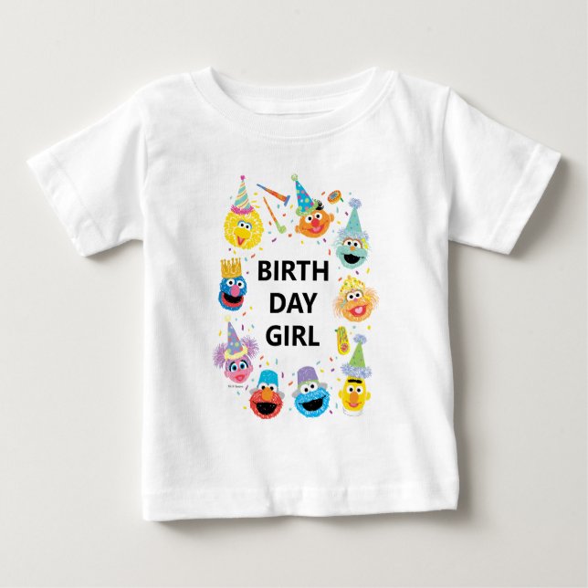 Sesame Street Confetti Birthday Girl Baby T-shirt (Vorderseite)