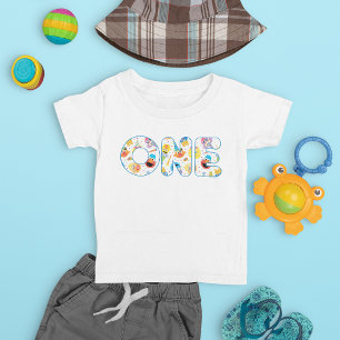 Sesame Street Confetti Pattern Erster Geburtstag Baby T-shirt