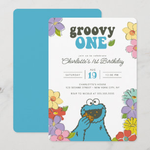 Sesame Street Cookie Monster Groovy One Geburtst Einladung