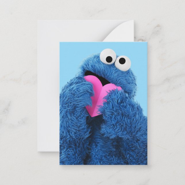 Sesame Street | Cookie Monster Pink Heart Mitteilungskarte (Vorderseite)