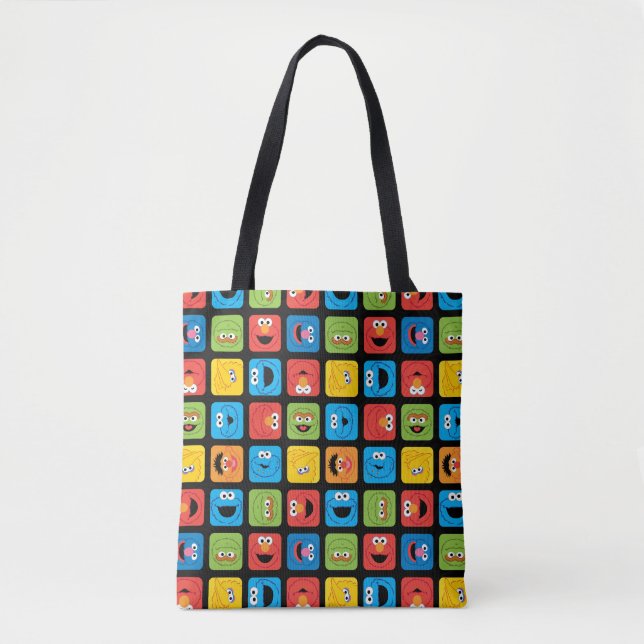 Sesame Street Cubed Face Pattern Tasche (Vorderseite)