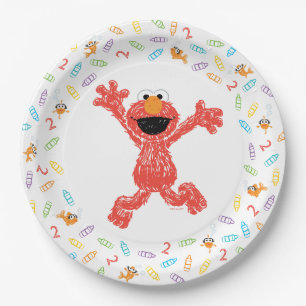 Sesame Street Elmo Birthday Crayon Pappteller