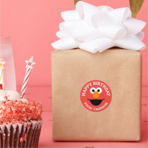 Sesame Street Elmo Face   Joyeuse étiquette cadeau