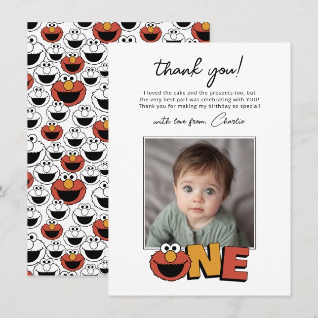 Sesame Street | Elmo - First Birthday Thank You Ca Dankeskarte (Vorne/Hinten)