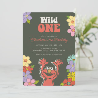 Sesame Street Elmo | Wild One Floral Birthday Einladung