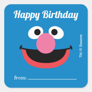 Sesame Street Grover   Ein Geschenk von - Geburtst Quadratischer Aufkleber