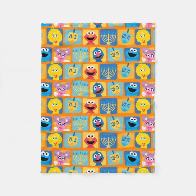 Sesame Street Hanukkah Pattern Fleecedecke (Vorderseite)