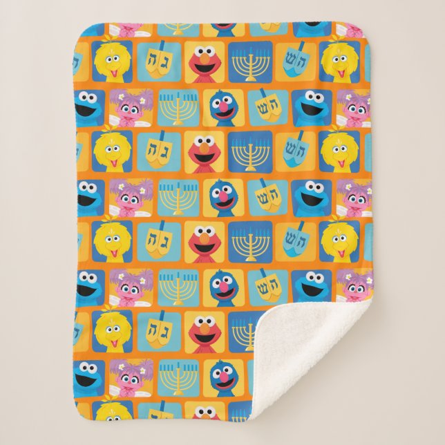 Sesame Street Hanukkah Pattern Sherpadecke (Vorderseite)