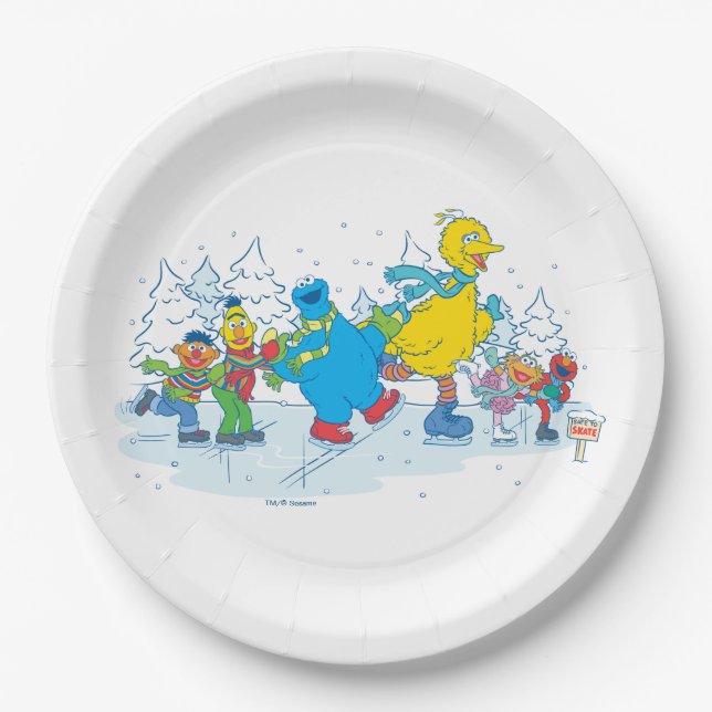 Sesame Street | Ice Skating Friends Pappteller (Vorderseite)