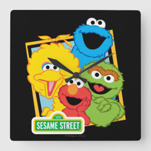 Sesame Street-Kumpel Quadratische Wanduhr