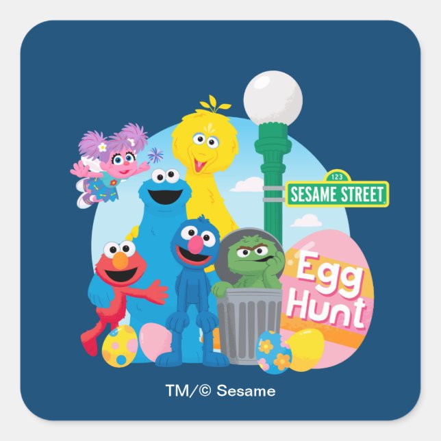 Sesame Street Ostereier Hunt Quadratischer Aufkleber (Vorderseite)