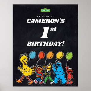 Sesame Street Pals 1. Geburtstag Balloons Willkomm Poster