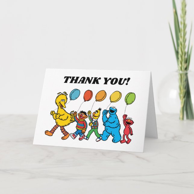 Sesame Street Pals Balloons Birthday Dankeskarte (Vorderseite)