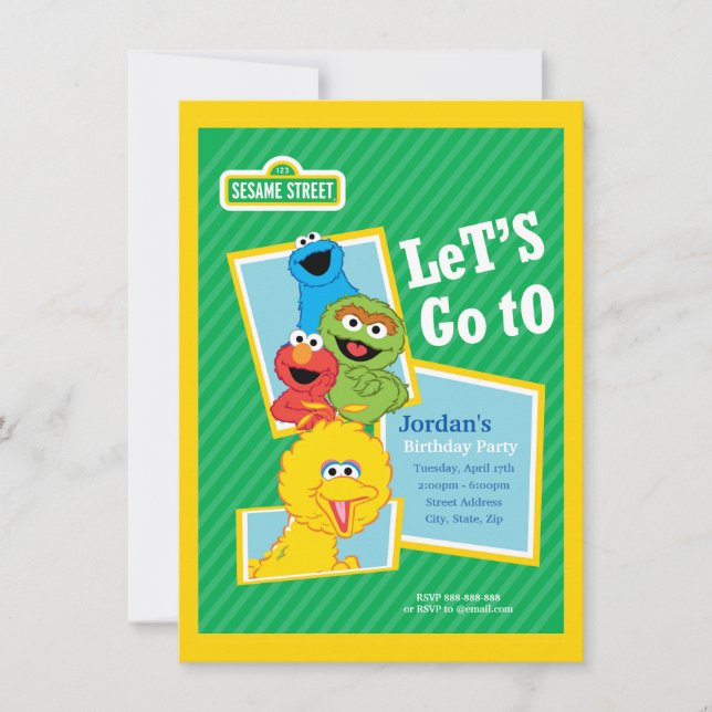 Sesame Street Pals Birthday Einladung (Vorderseite)