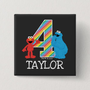 Sesame Street Pals Chalkboard Rainbow 4. Geburtsta Button