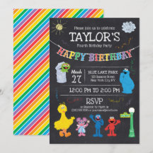 Sesame Street Pals Chalkboard Rainbow 4. Geburtsta