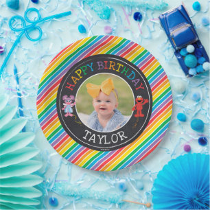 Sesame Street Pals Chalkboard Rainbow Birthday Pap Pappteller