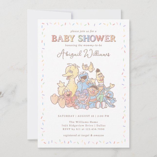 Sesame Street Pals Confetti Baby Shower Einladung (Vorderseite)