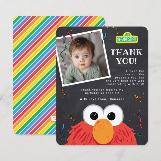 Sesame Street Pals Confetti Birthday Dankeskarte (Vorne/Hinten)