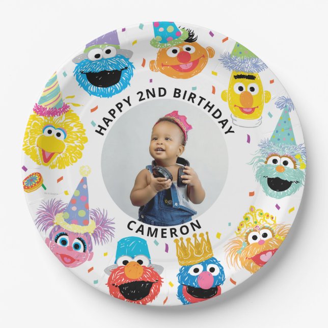 Sesame Street Pals Confetti Birthday Pappteller (Vorderseite)