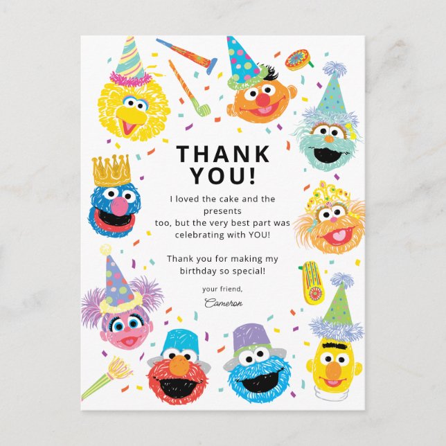 Sesame Street Pals Confetti Birthday Postkarte (Vorderseite)