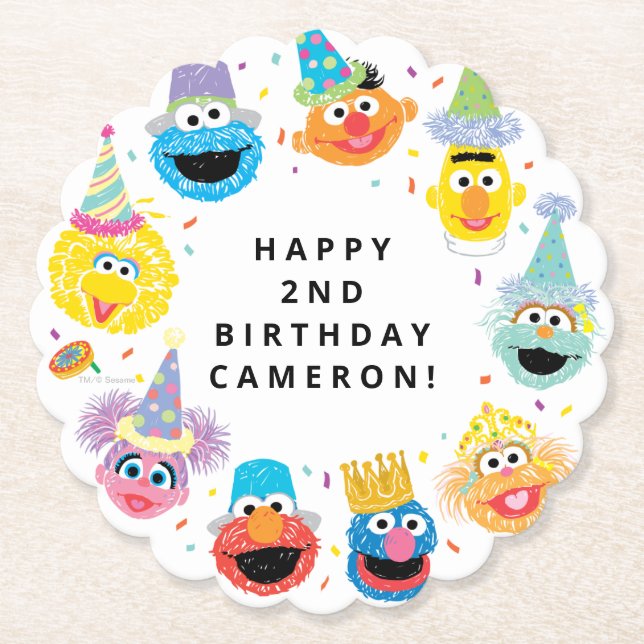 Sesame Street Pals Confetti Birthday Untersetzer (Vorderseite)