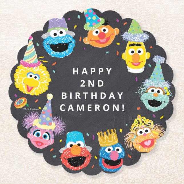 Sesame Street Pals Confetti Birthday Untersetzer (Vorderseite)