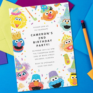 Sesame Street Pals Confetti Einladung zum Geburtst