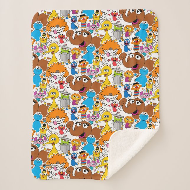 Sesame Street Pals Doodley Pattern Sherpadecke (Vorderseite)
