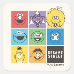 Sesame Street Pals   Farbblöcke Quadratischer Aufkleber
