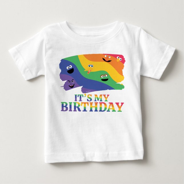 Sesame Street Pals Rainbow Birthday Baby T-shirt (Vorderseite)