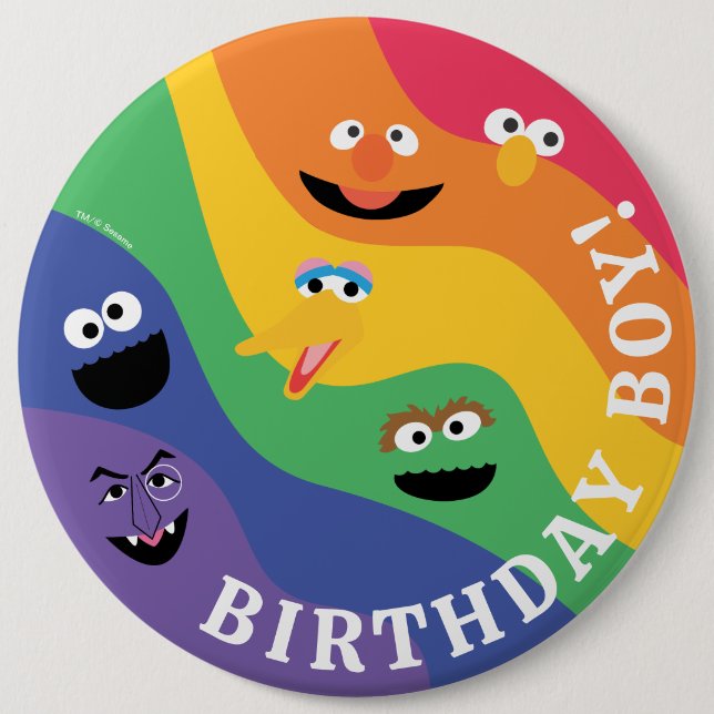 Sesame Street Pals Rainbow Birthday Boy Button (Vorderseite)