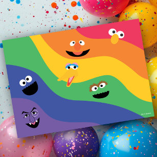 Sesame Street Pals Rainbow Birthday Einladung