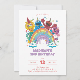 Sesame Street Rainbow Unicorn Birthday Einladung