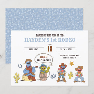 Sesame Street Rodeo Cowboy Birthday Einladung