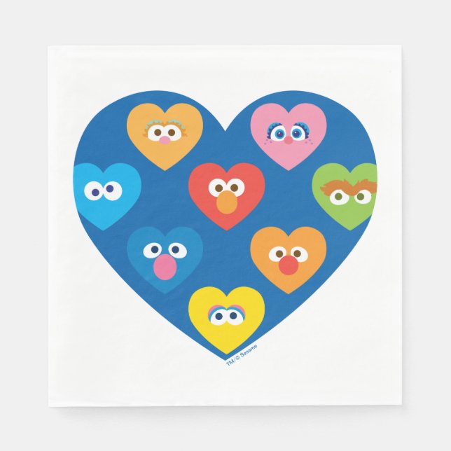 Sesame Street Valentine Hearts Pattern Serviette (Vorderseite)