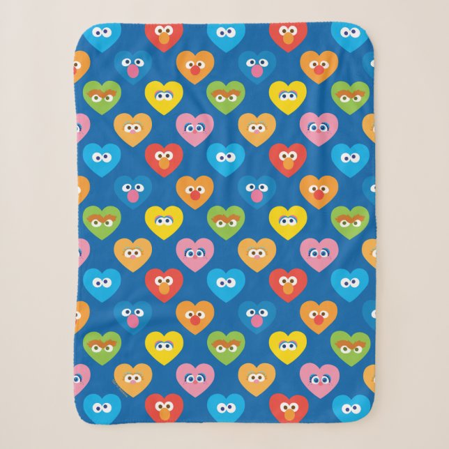Sesame Street Valentine Hearts Pattern Sherpadecke (Vorderseite)